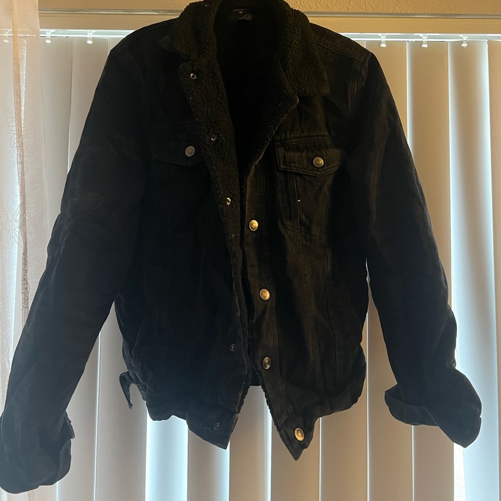 Men’s F21 denim faux fur lined winter warm jacket